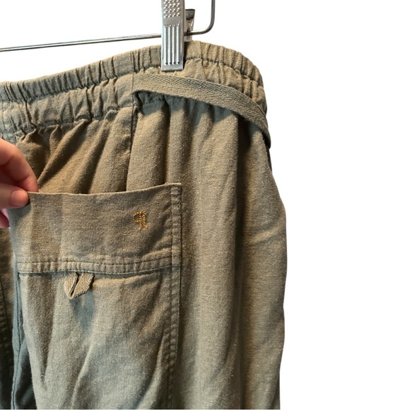 Anthropologie Pilcro Linen Blend Cargo Pants Adjustable Waist Size 1X Green - Picture 10 of 15